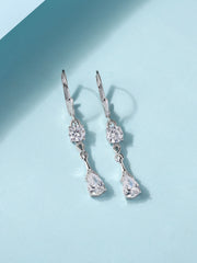 Elegant White CZ Silver Dangling Earrings
