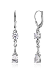 Elegant White CZ Silver Dangling Earrings