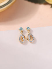 Ornate Aquamarine Gold Drop Earrings