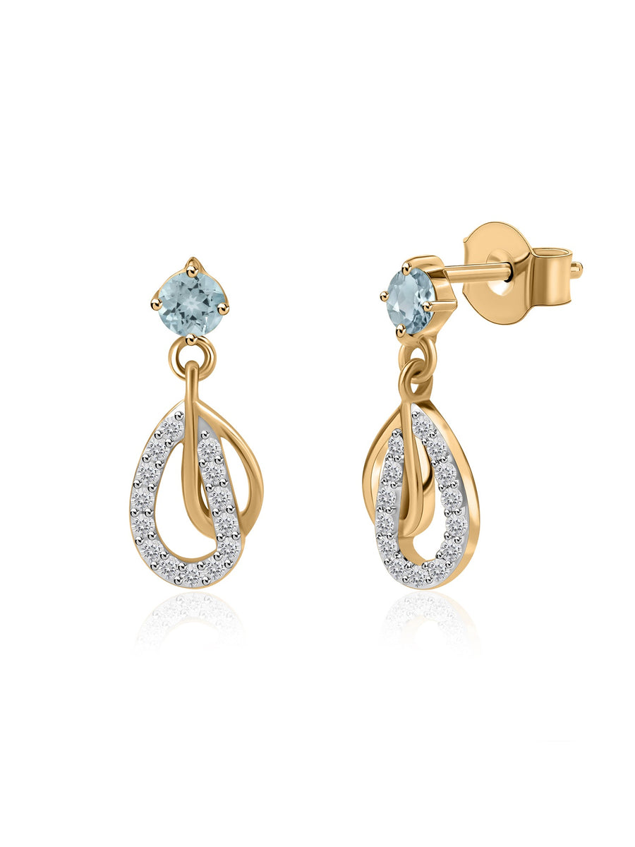 Ornate Aquamarine Gold Drop Earrings