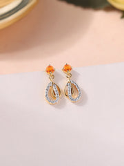 Ornate Fire Opal Gold Drop Earrings