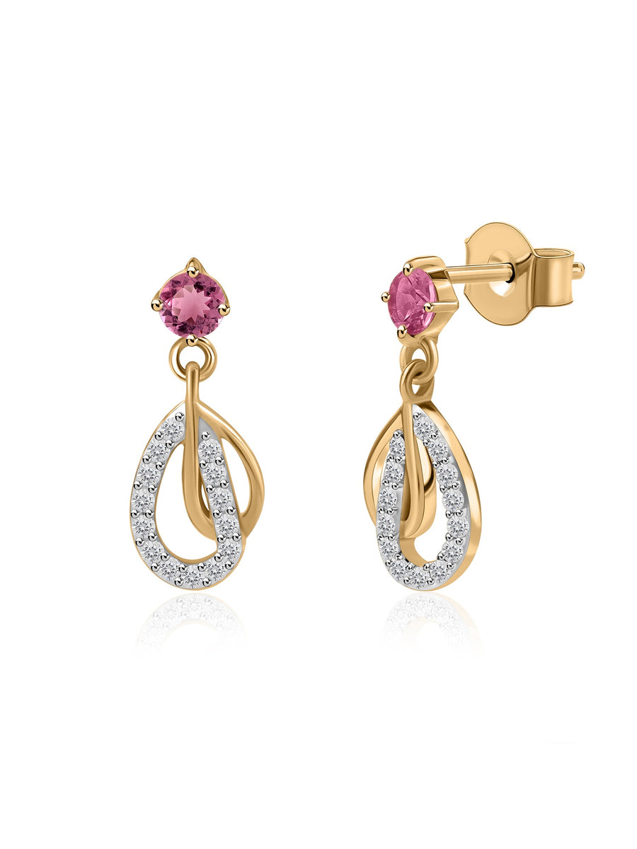 Ornate Tourmaline Gold Drop Earrings