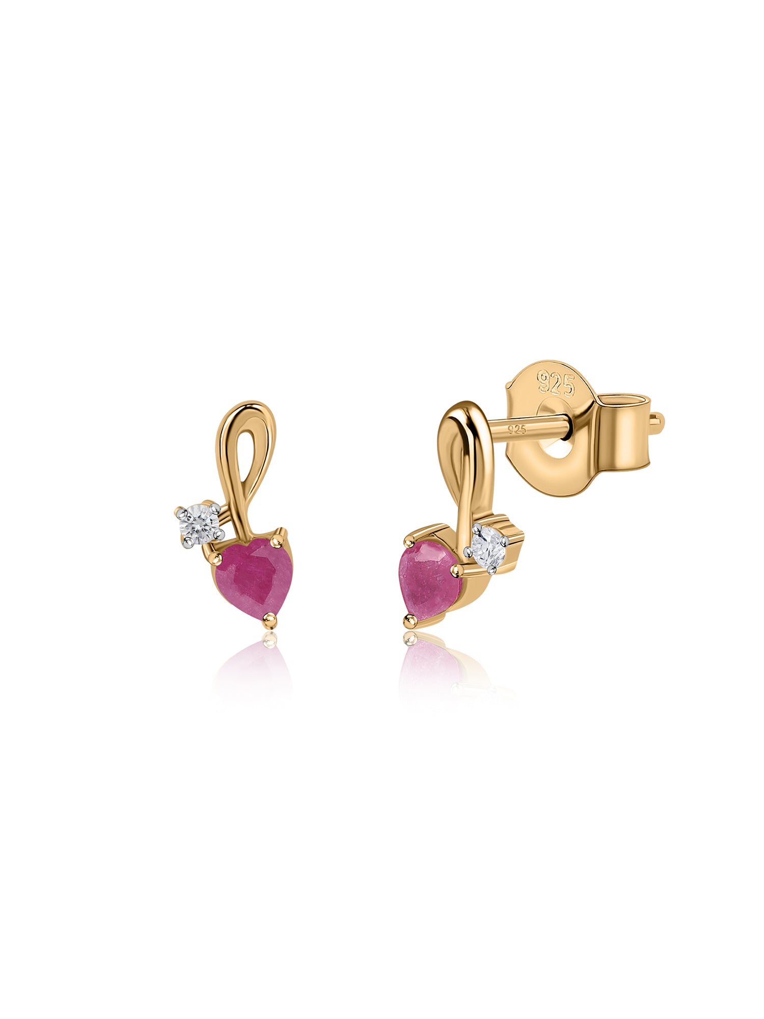 Natural Ruby Criss Cross Stud Earrings