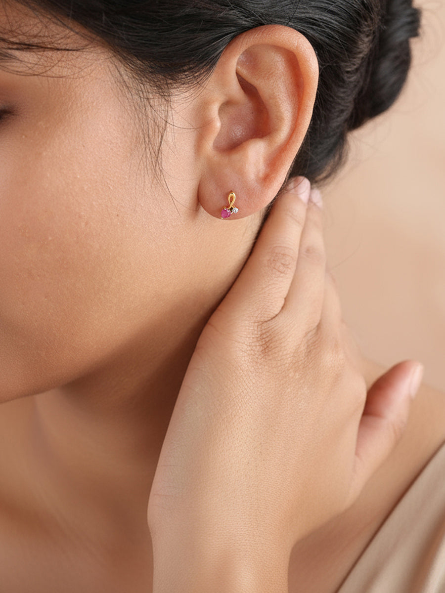Natural Ruby Criss Cross Stud Earrings