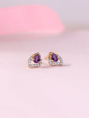 Natural Amethyst Peary Gold Earrings