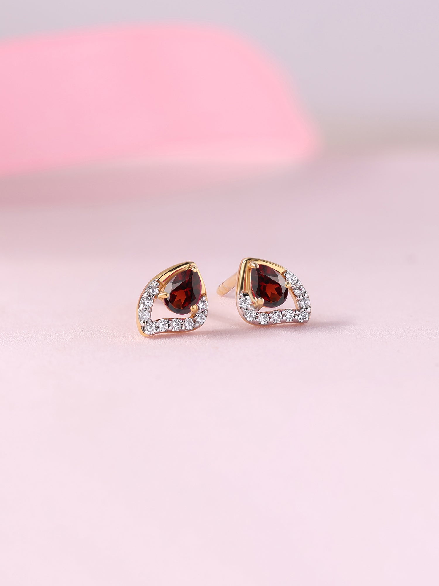 Natural Garnet Peary Gold Earrings