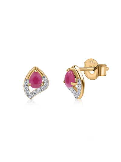 Natural Ruby Peary Gold Plated Earrings for Women