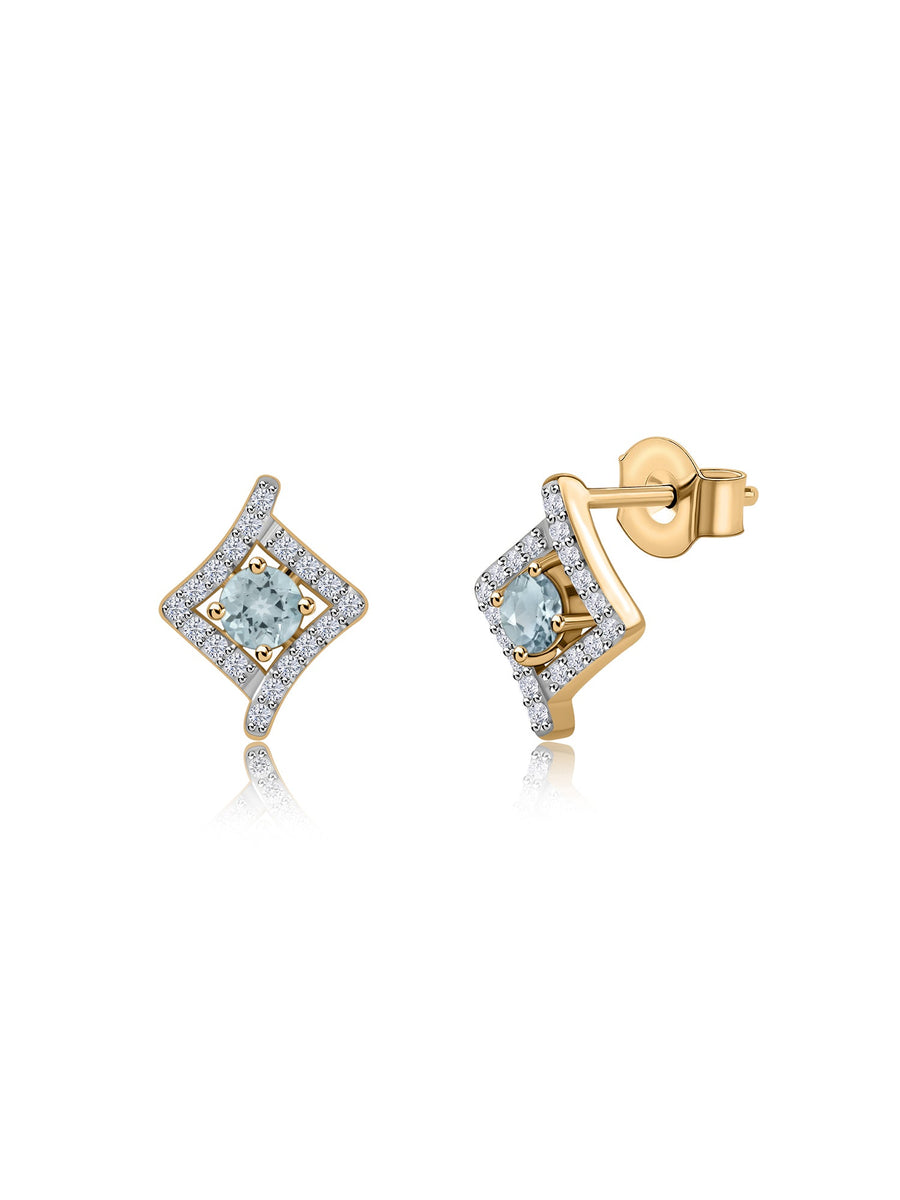 Blue Aquamarine Precious Gold Earrings