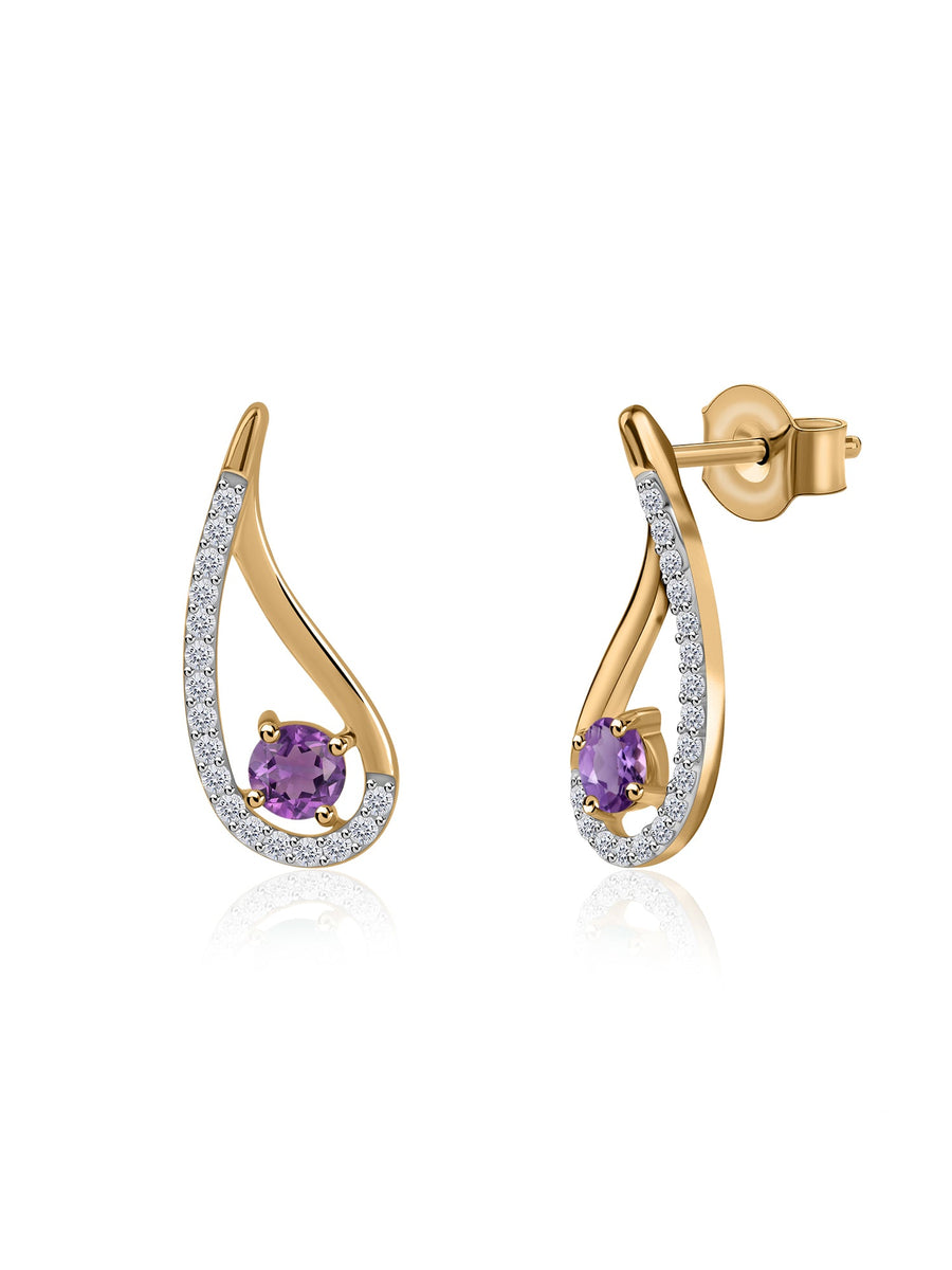 Pear-fect Twisted Amethyst Gold Earrings