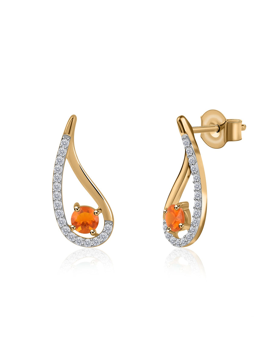 Pear-fect Twisted Fire Opal Gold Earrings