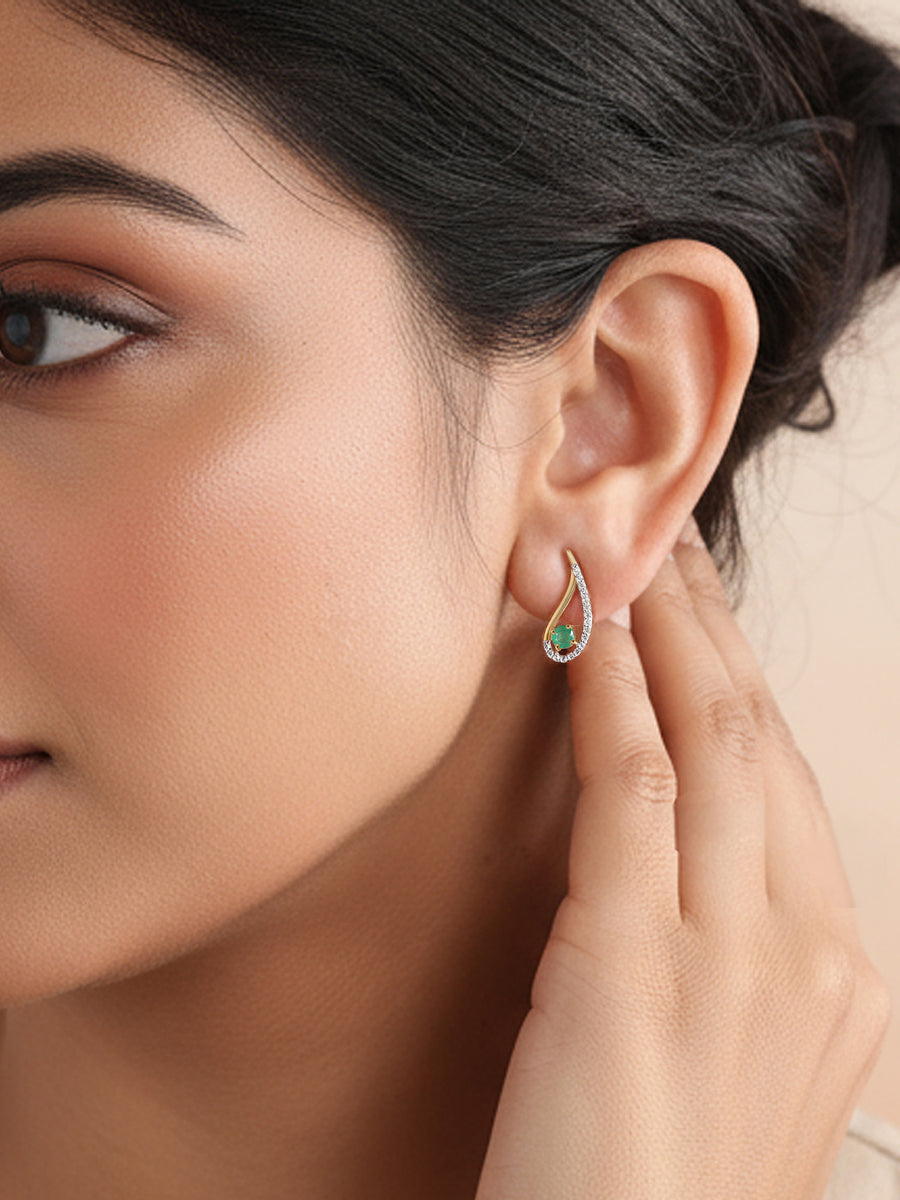 Natural Green Emerald Precious Earrings