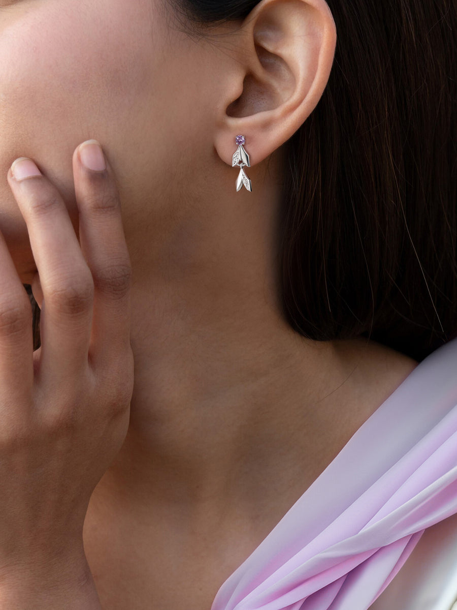 Amethyst Leaf Earrings For Women