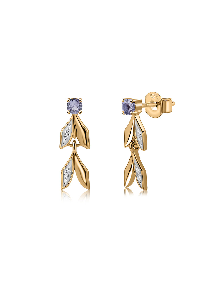 Tanzanite Leaf Earrings