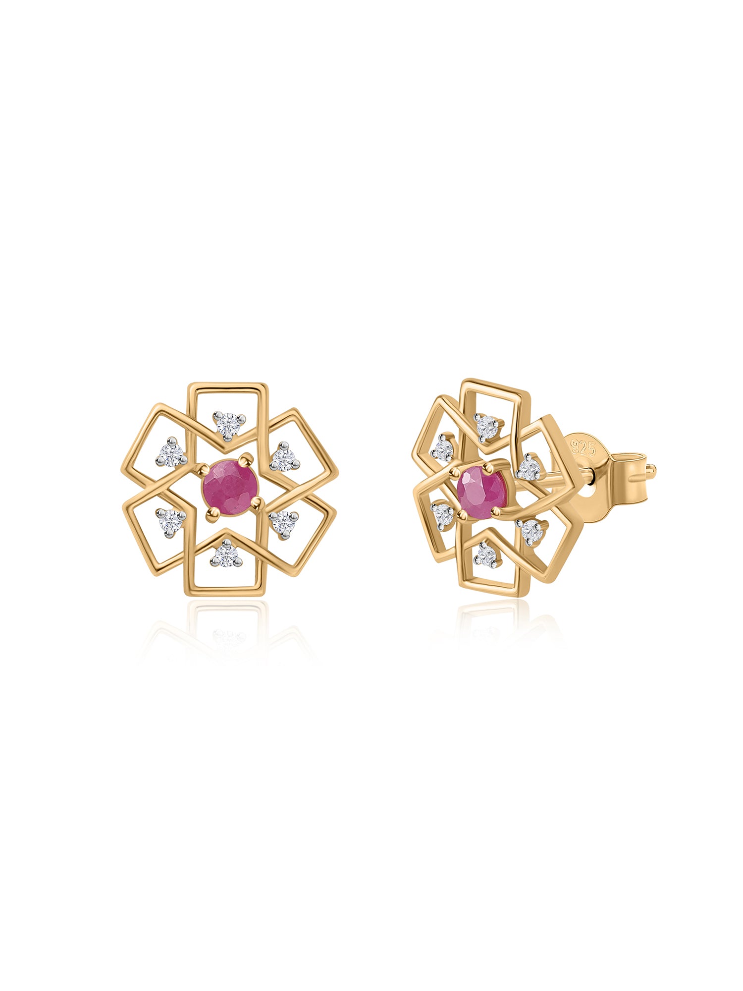 Natural Red Ruby Earrings