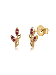 Natural Ruby Leaves Earrings