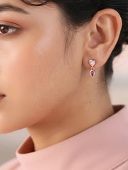 Natural Pink Tourmaline Heart Earrings