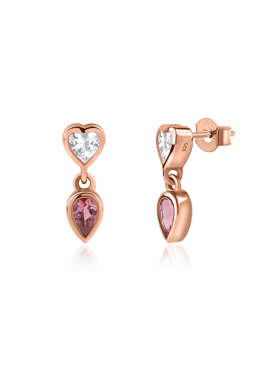 Natural Pink Tourmaline Heart Earrings