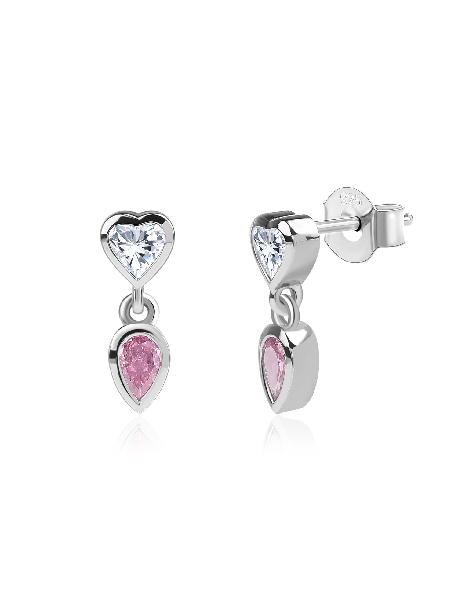 Pink Heart Drop Earrings