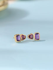 Natural Amethyst Rhodolite Toi Et Moi Earrings