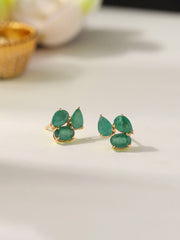 Double Pear Natural Emerald Earrings