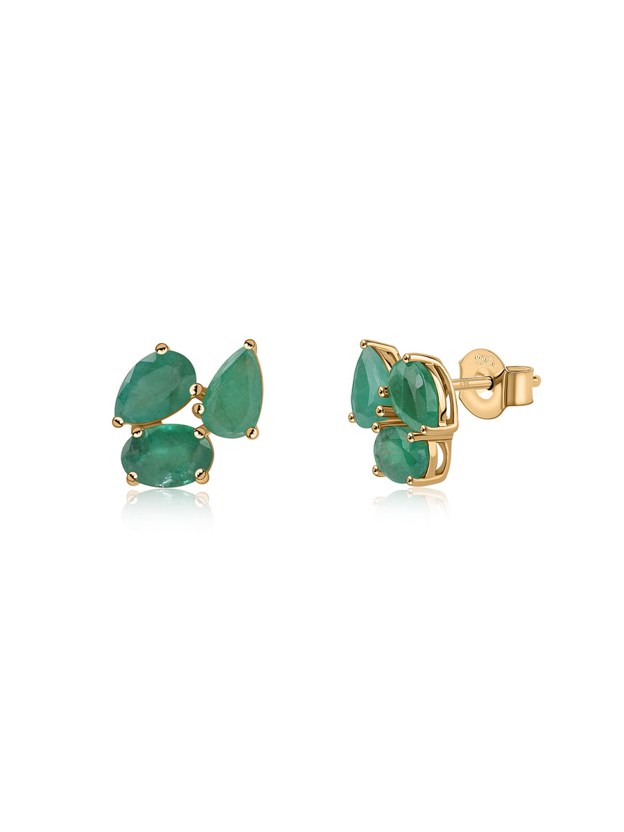 Double Pear Natural Emerald Earrings