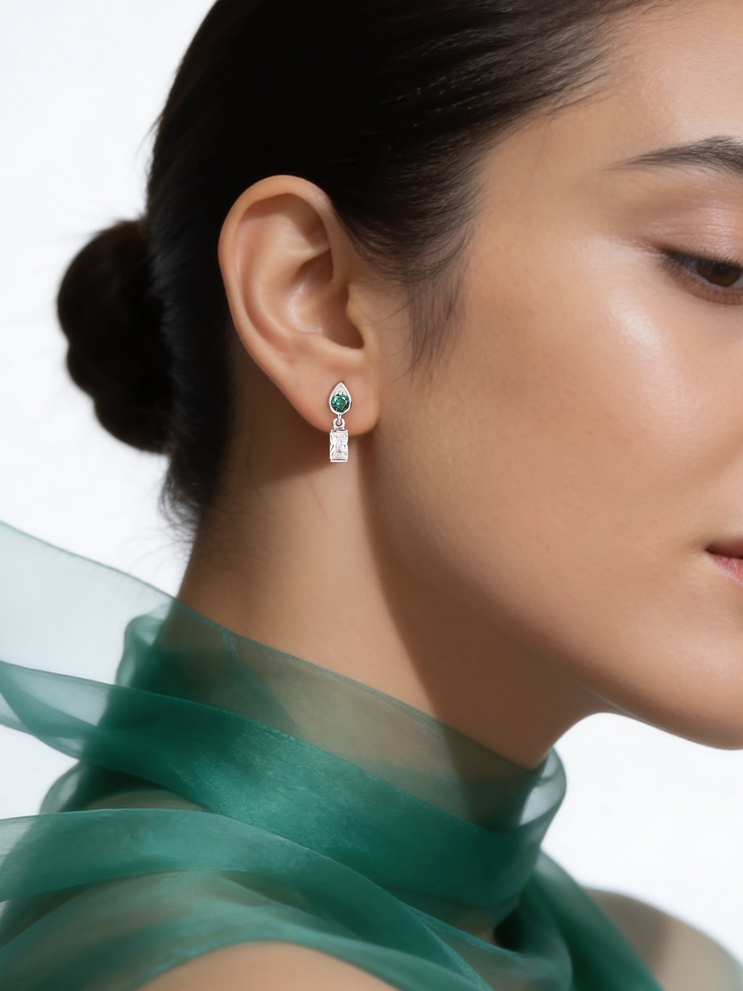 Green Emerald Drop Earrings For Women