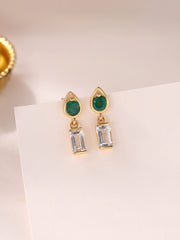 Natural Emerald White Topaz Drop Earrings