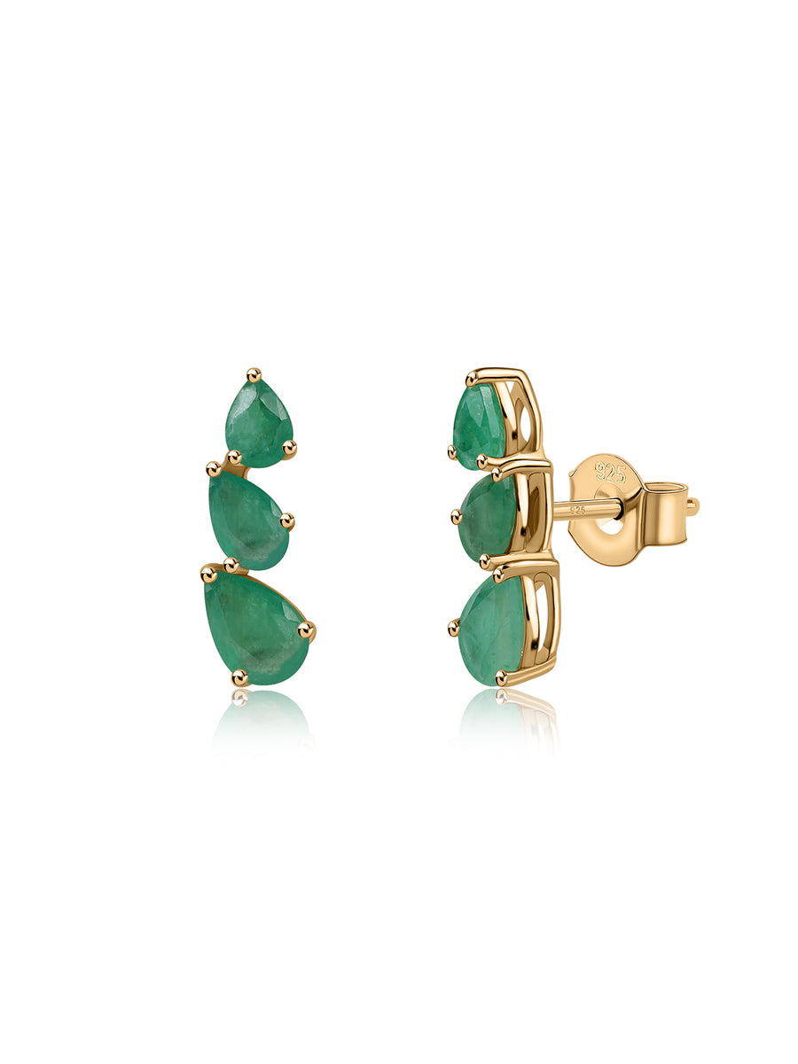 Pretty In Natural Green Emerald Earrings