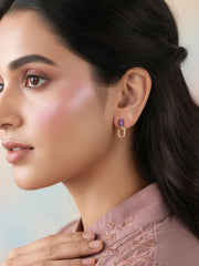 Natural Amethyst Drop Gold Earrings