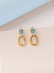 Natural Aquamarine Drop Gold Earrings