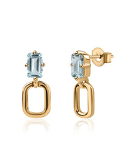 Natural Aquamarine Drop Gold Earrings