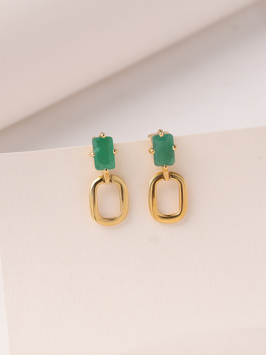 Natural Emerald Drop Earrings