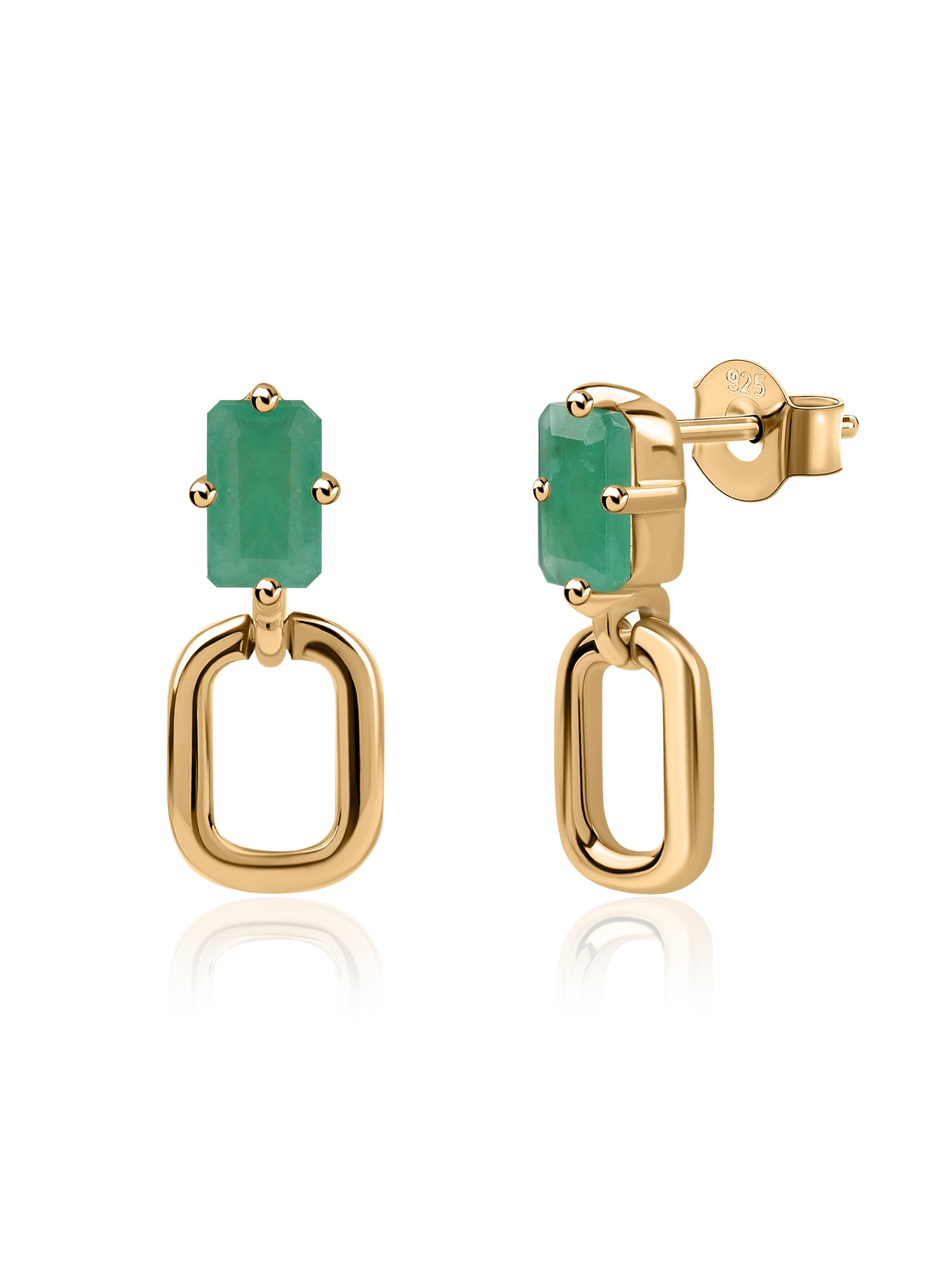 Natural Emerald Paisley Drop Earrings For Women in 925 Silver