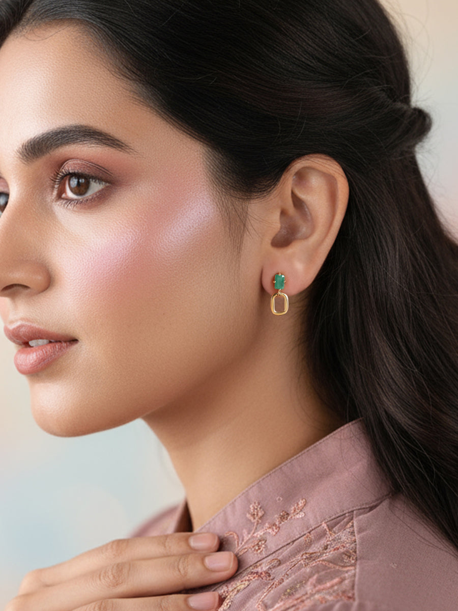 Natural Emerald Drop Earrings