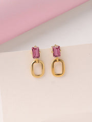 Natural Tourmaline Drop Gold Earrings
