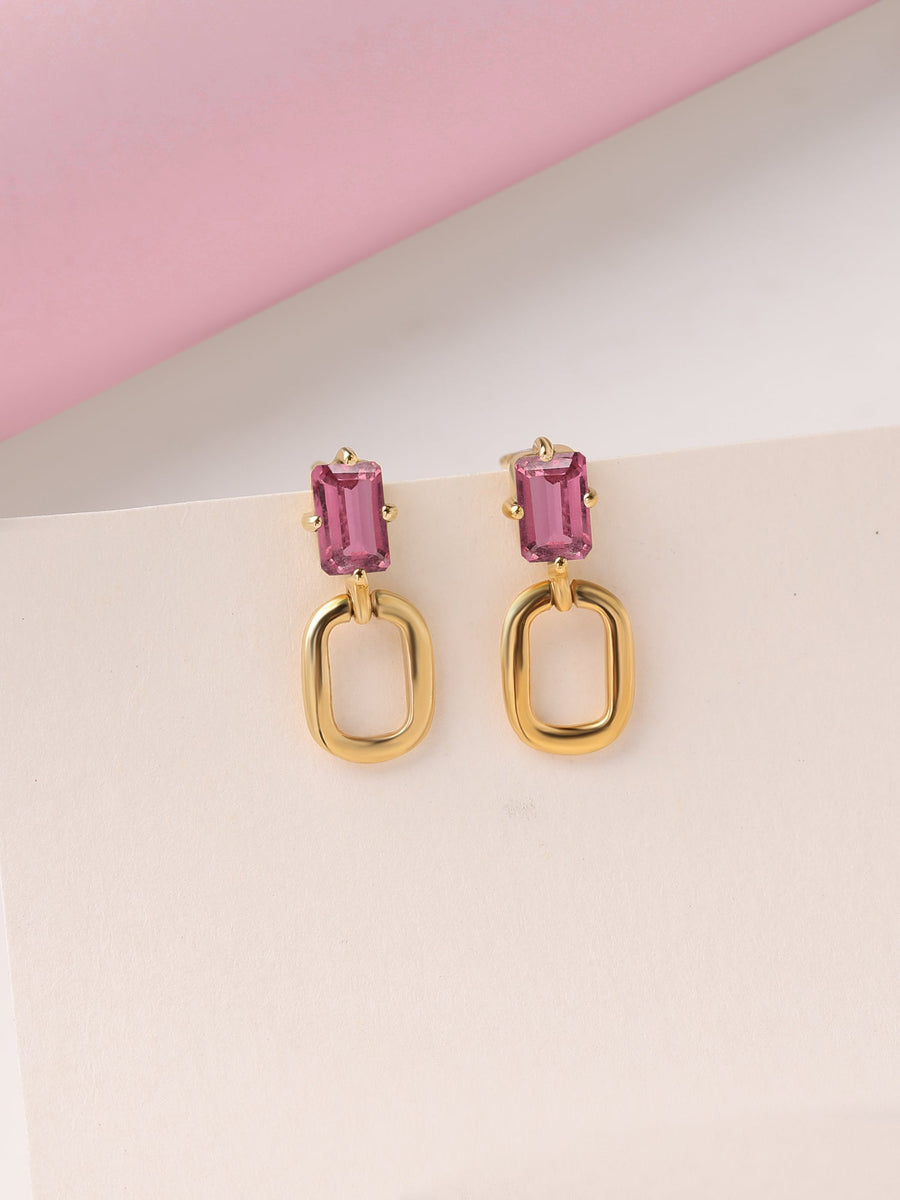 Natural Tourmaline Drop Gold Earrings
