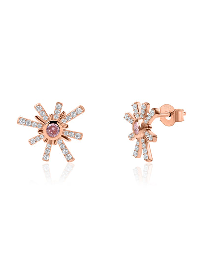 Rose Gold Plated and Pink Sparkles Earrings for Women