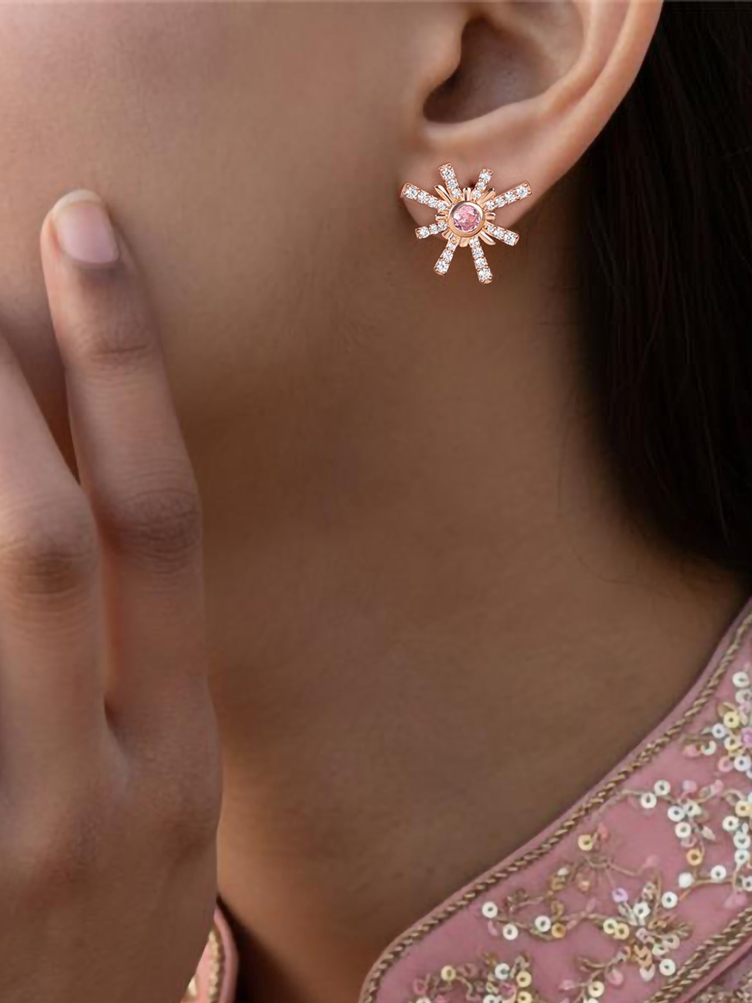 Rose Gold And Pink Sparkles Earrings