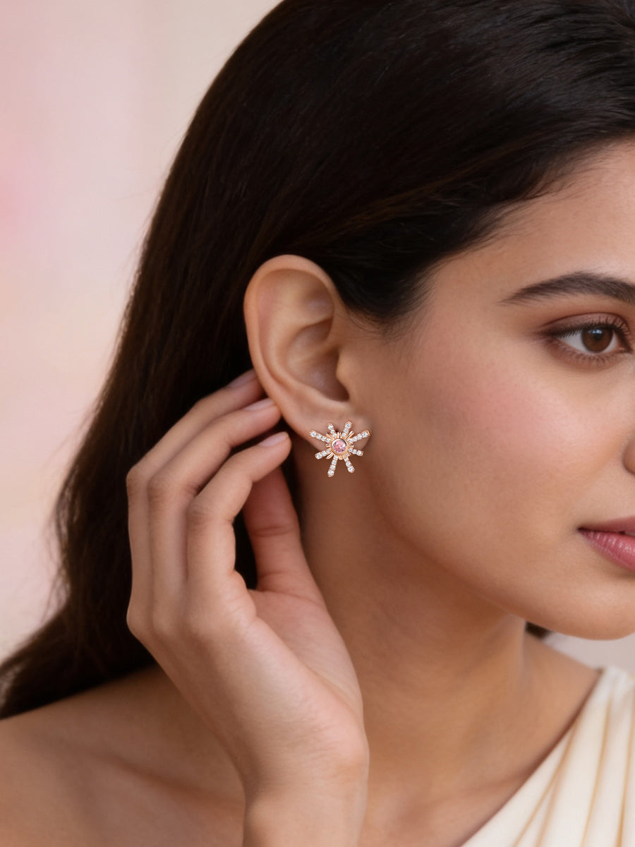 Rose Gold And Pink Sparkles Earrings