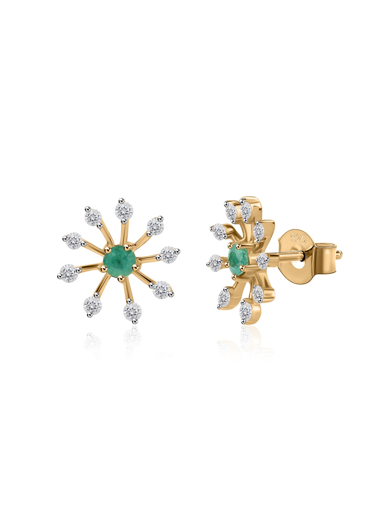 Natural Emeralds Flower Earrings