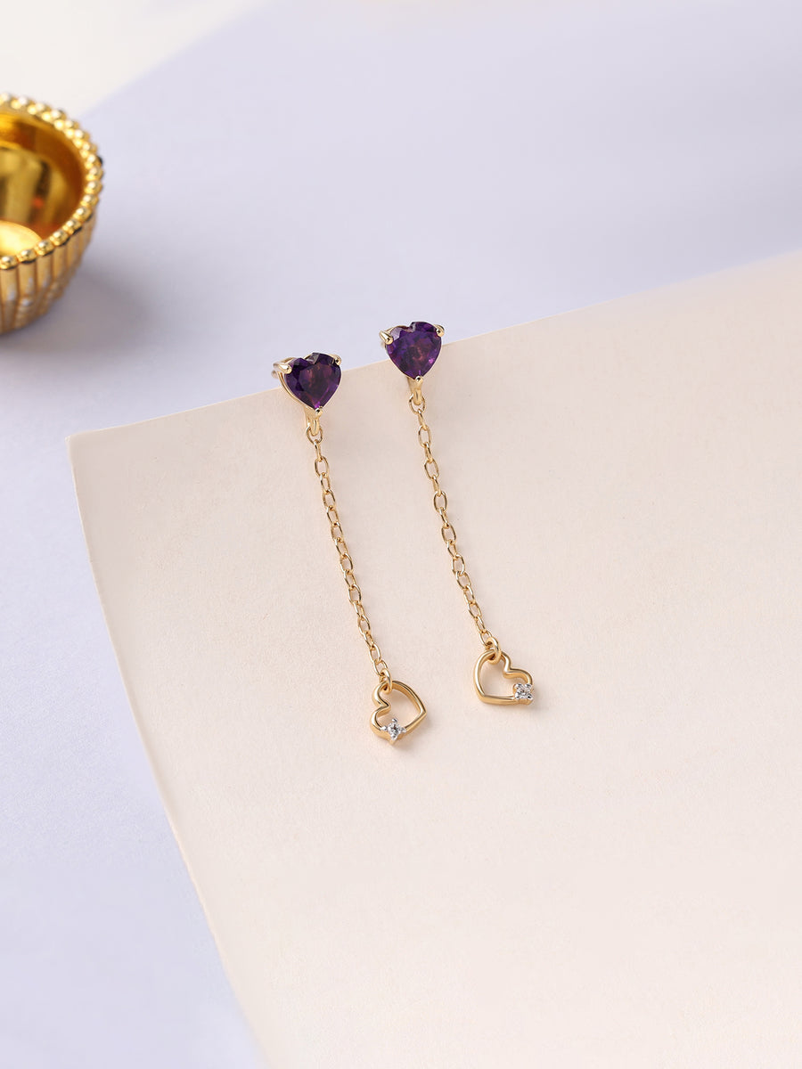 Amethyst Heart Danglers