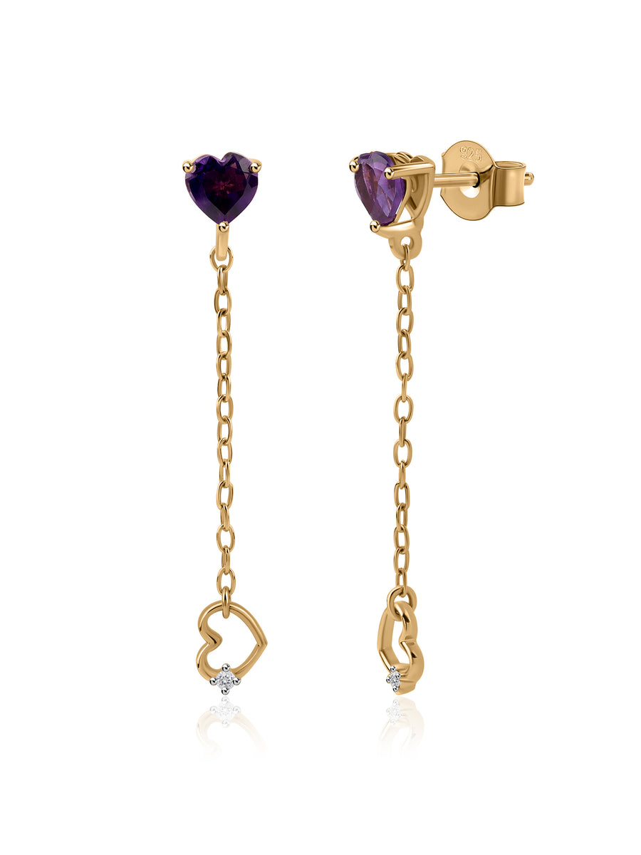 Amethyst Heart Danglers