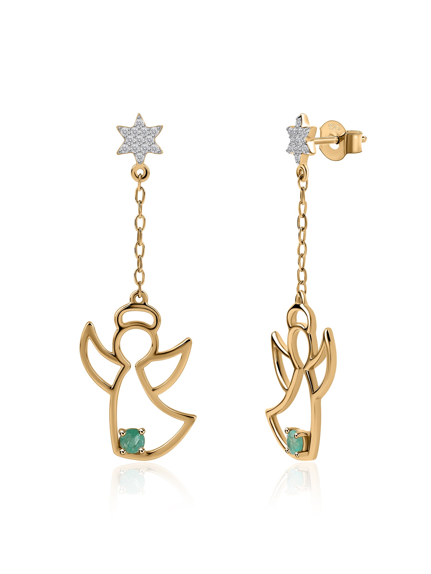 Natural Emerald Angel Earrings
