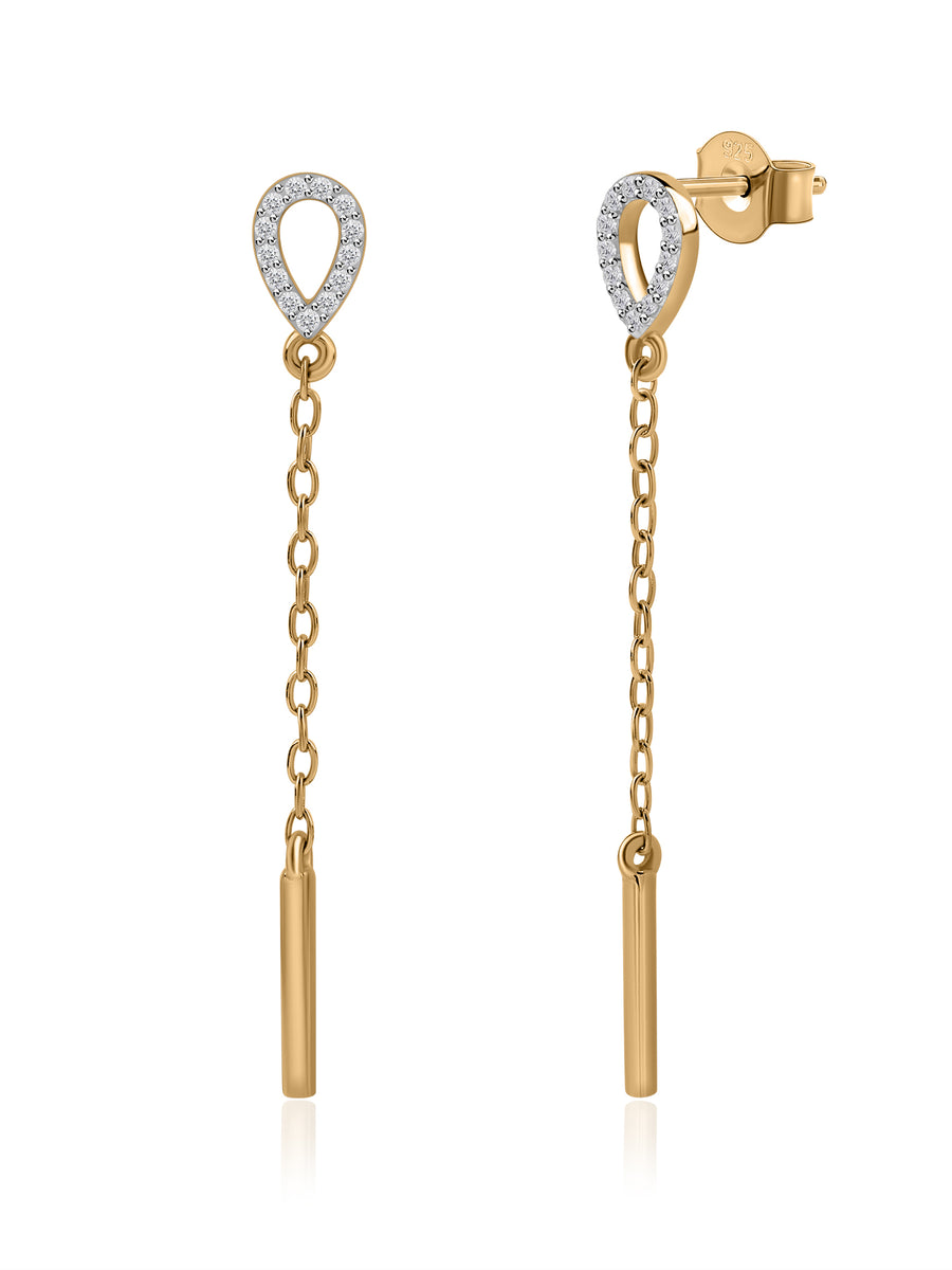 Natural White Zirconia Long Earrings