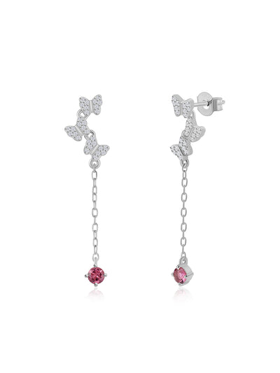 Sparkle Butterfly Silver Dangle Earrings for Women