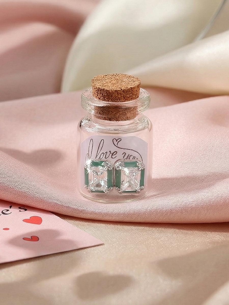 Vintage Green Enamelled Earrings