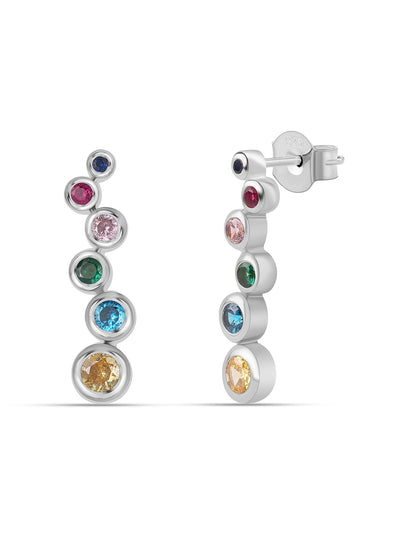 Multi Diamond Look Silver Earrings for Her