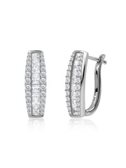 Dazzling White CZ Silver Hoop Earrings