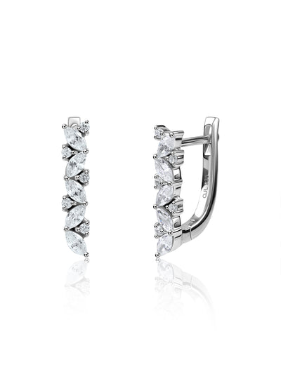American Diamond Silver Earrings in 925 Sterling Silver - BIS Hallmarked