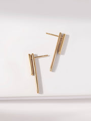 Linear Elegance Gold Drop Earrings 5MM